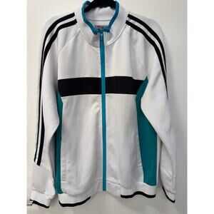 Stacy Adams Track Jacket Mens L White Polyester Striped Zip-Up Sport Performance